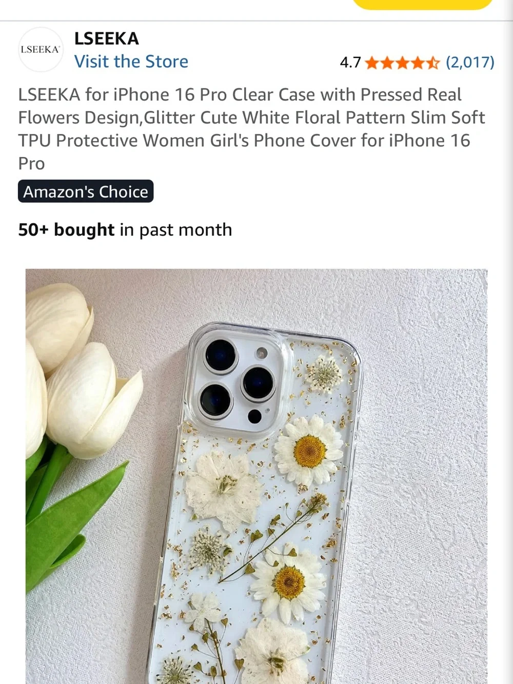 Floral Clear Phone Case iPhone 16 (bonus case)